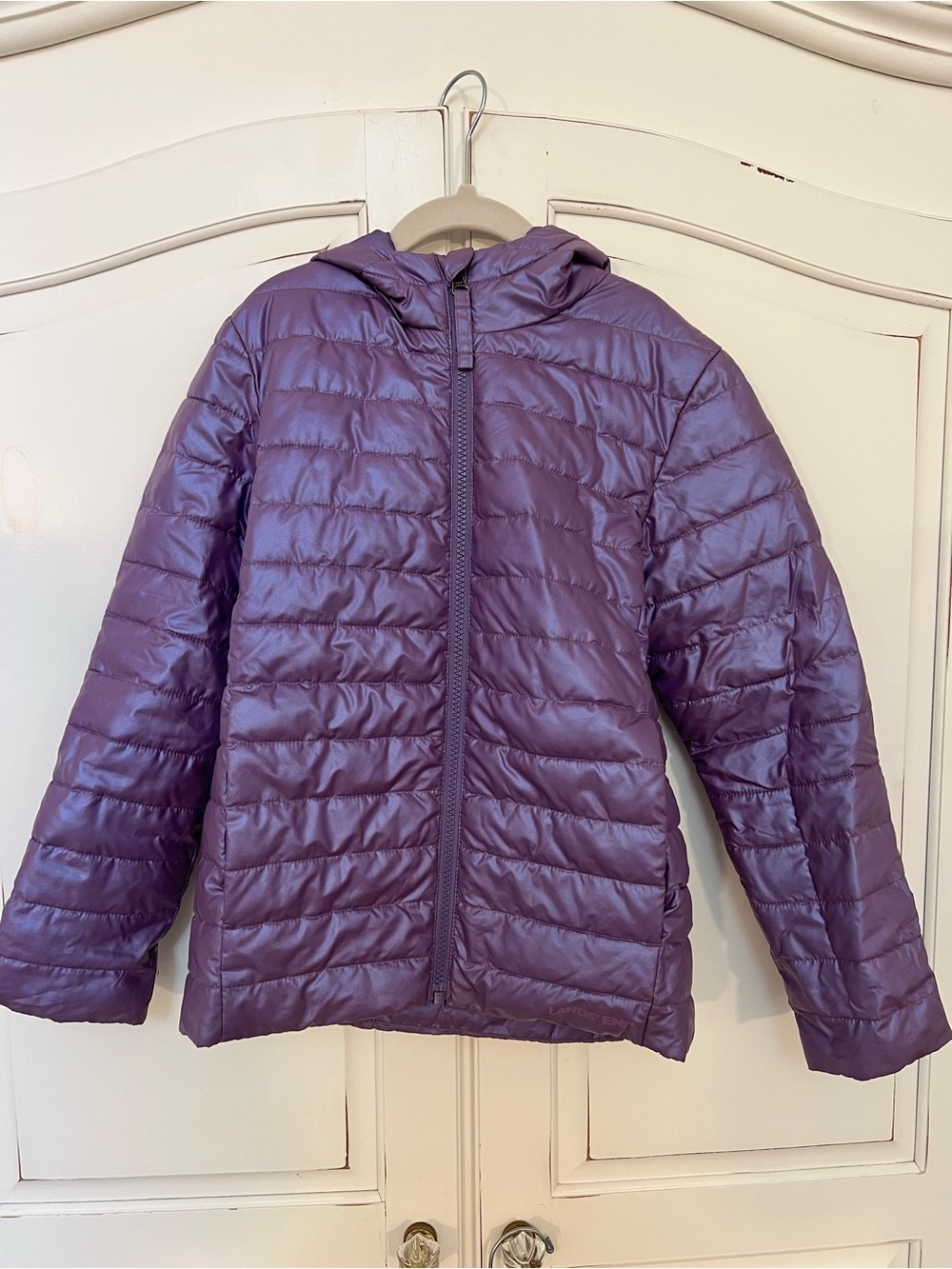 Land’s End Girls' Kids ThermoPlume Packable Hooded Jacket - Purple Shine